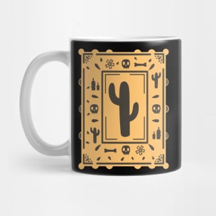 Dia De Los Muertos -  orange - Papel Picado - Black Cactus - Black Skull Mug